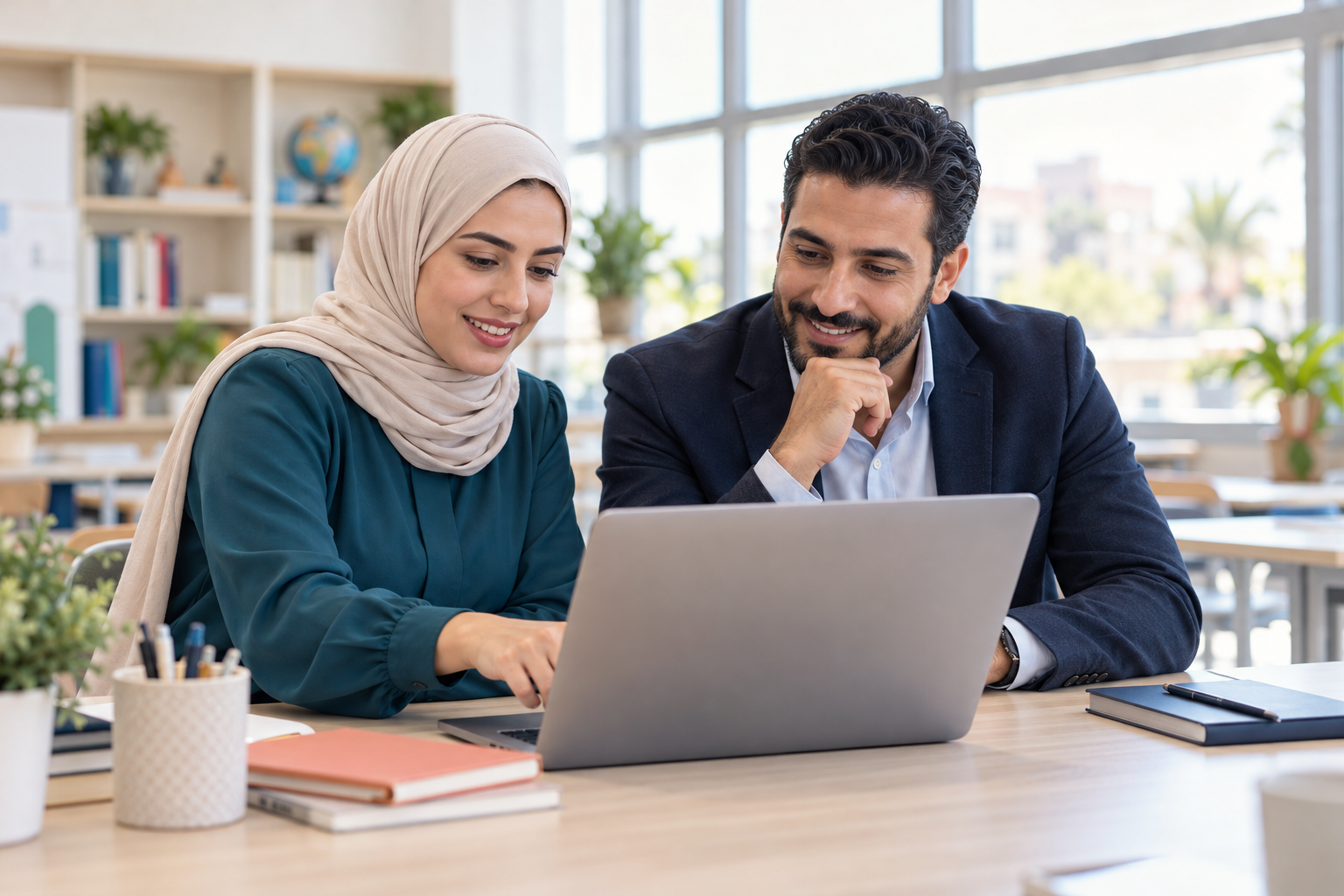 Educators working together at school